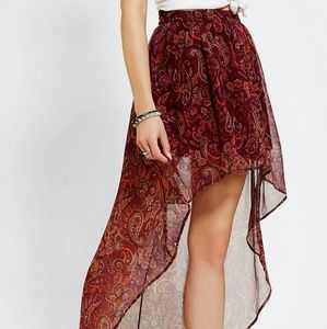 Ecote Sachi High Low Skirt Red Chiffon Maxi Skirt